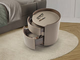 Cirze Bedside Table - Walnut and Beige