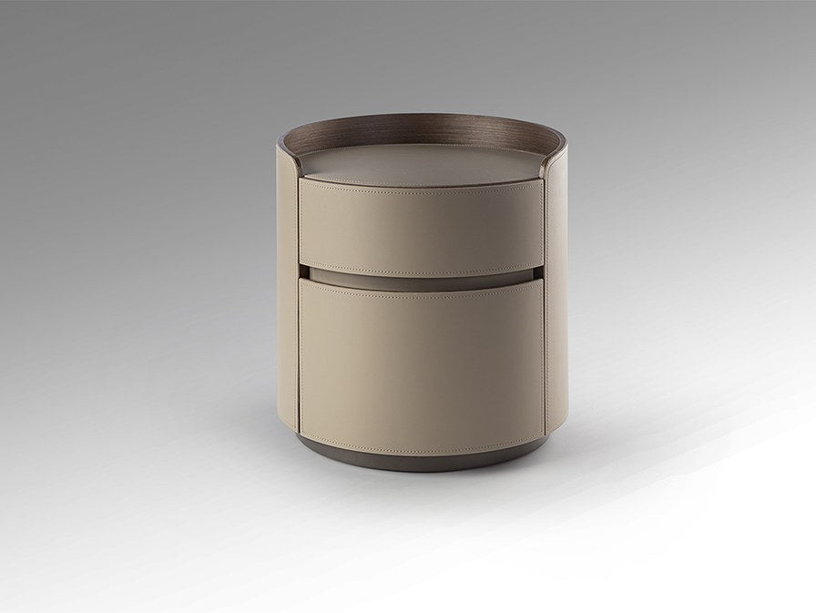 Cirze Bedside Table - Walnut and Beige