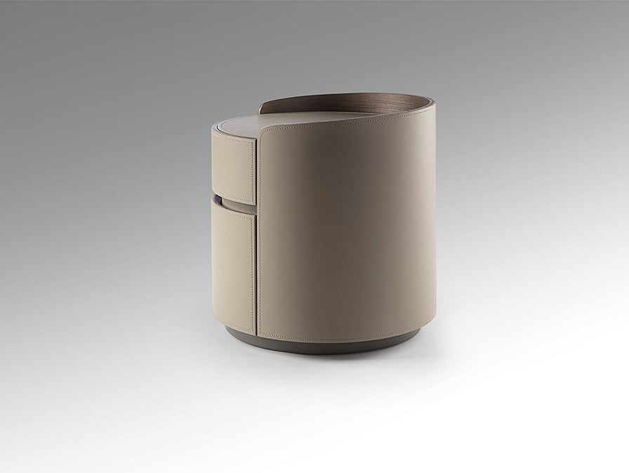 Cirze Bedside Table - Walnut and Beige