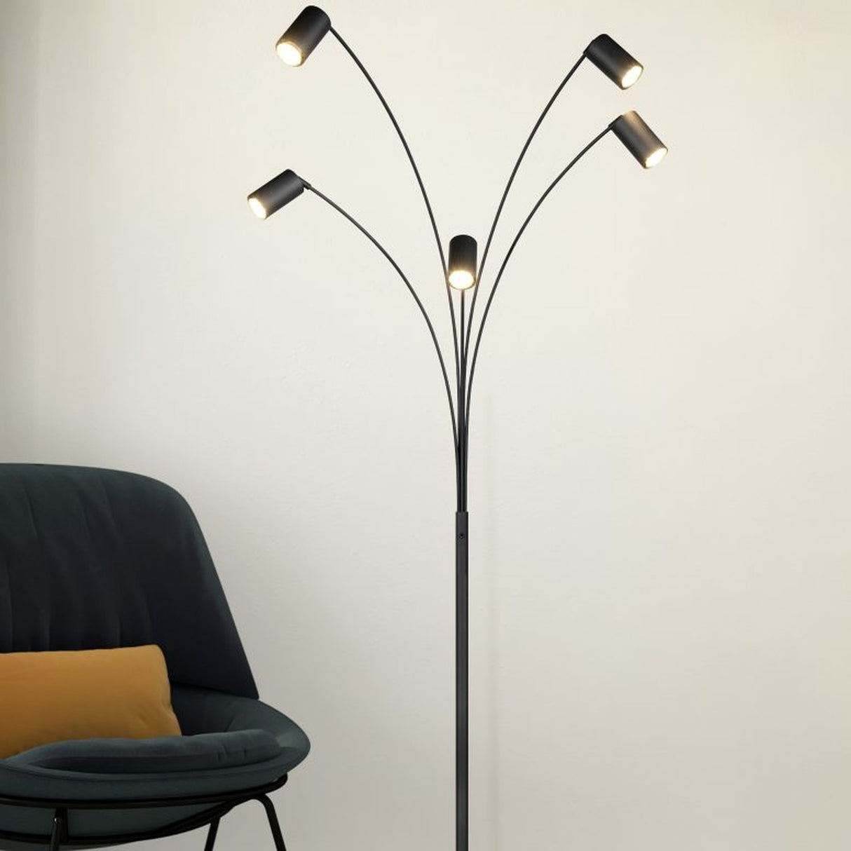 Marley 5 Light Floor Lamp – Matt Black