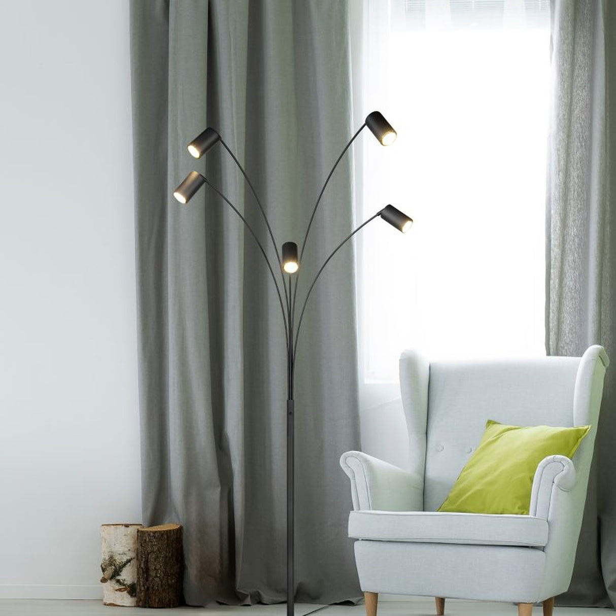 Marley 5 Light Floor Lamp – Matt Black