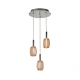Micron 3 Light Dimmable LED Metal Mesh Cluster Pendant 15W 3000K - Rose Gold