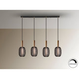 Micron 4 Light Dimmable LED Metal Mesh Bar Pendant 20W 3000K - Gold/Black