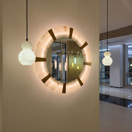 Lumessa LED Alabaster Round Wall Mirror - Brushed Brass