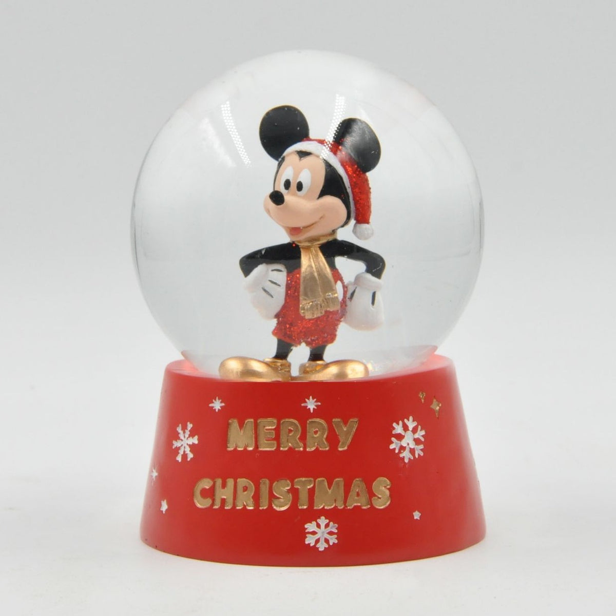 Merry Christmas Mickey Mouse LED Resin Snow Globe - Red