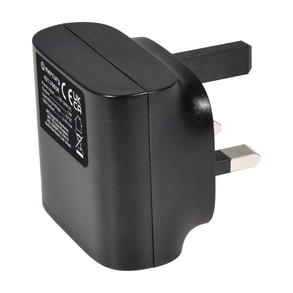 Mercury Dual USB Mains Charger 2.4A Plug