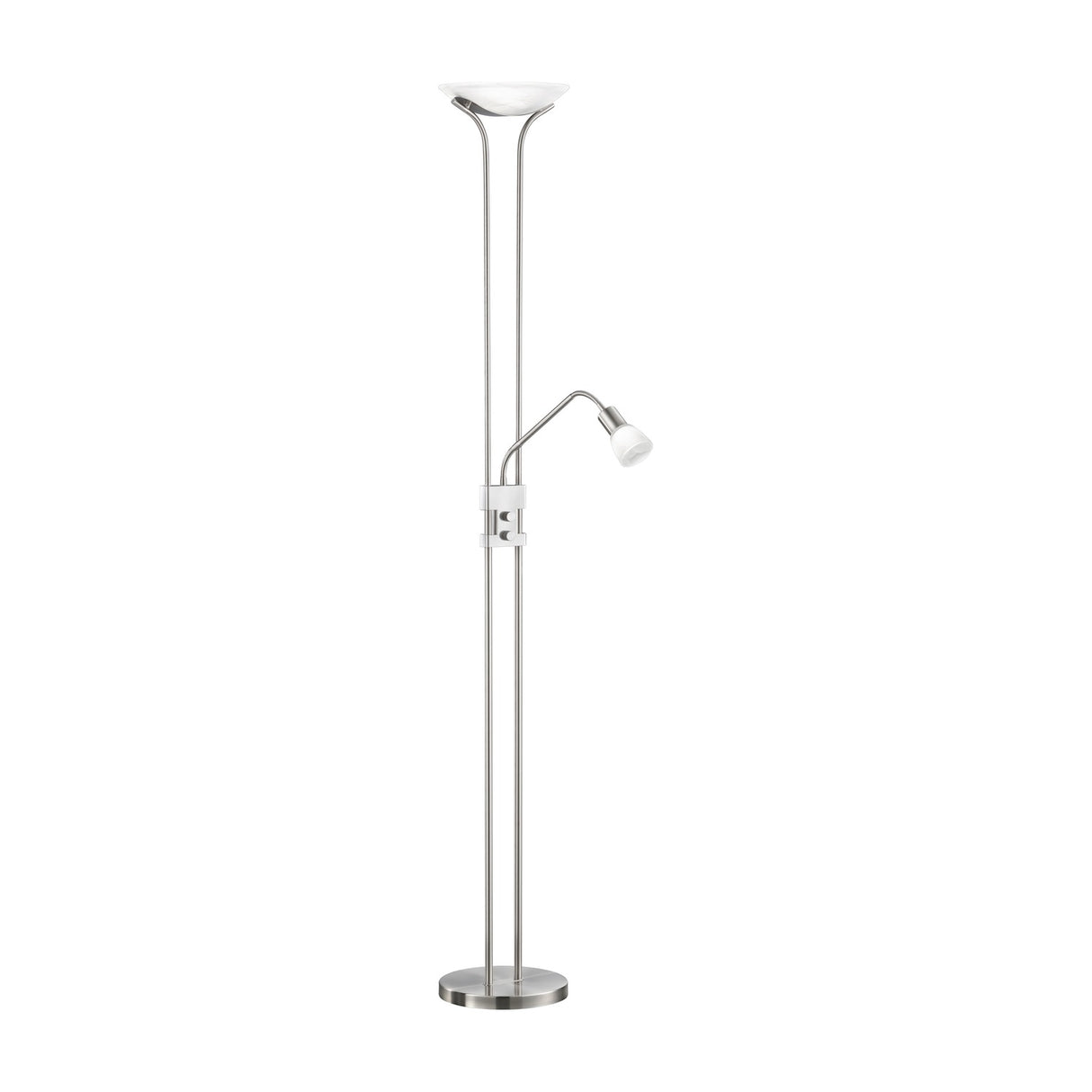 Santo II 2 Light LED Glass Floor Lamp – Satin Nickel