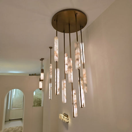 Selvara 10 Light Alabaster Cluster Chandelier - Brushed Brass