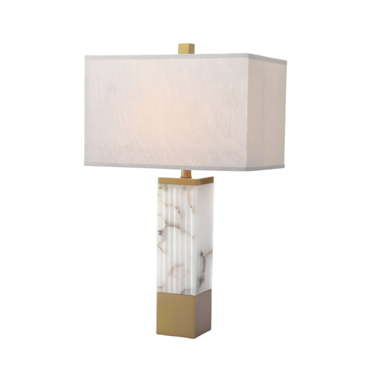 Ravelle 1 Light Linear Column Alabaster Table Lamp – Brushed Brass & Soft White