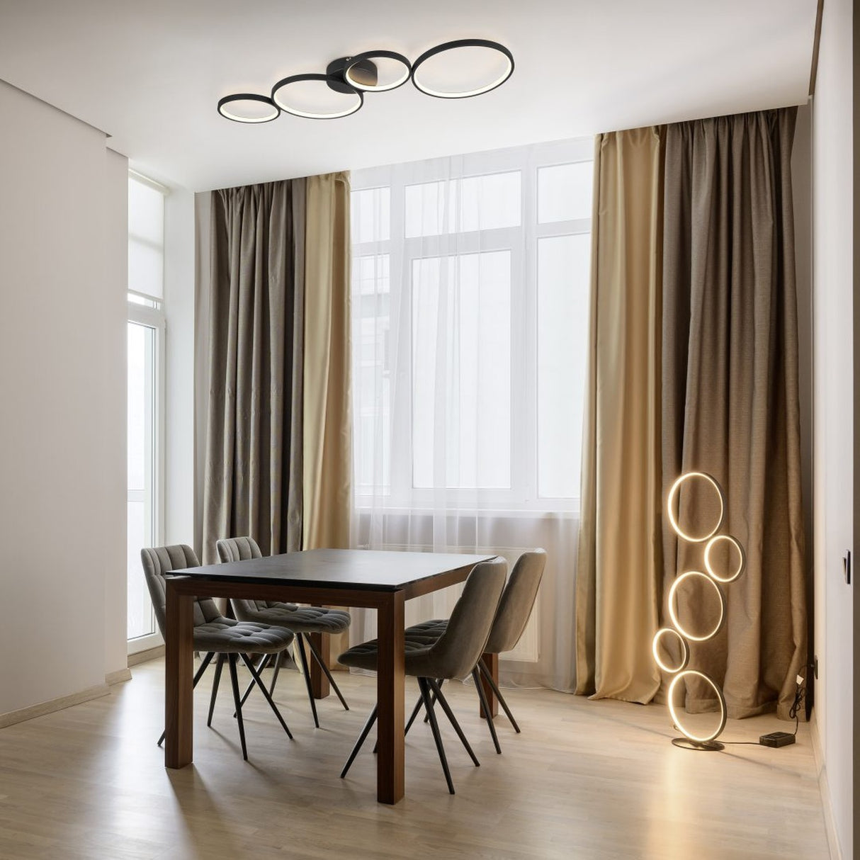 Rondo 5 Light LED Floor Lamp – Matt Black
