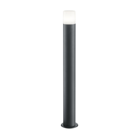 Hoosic Tube Floor Lamp in anthracite aluminium, a slim outdoor post with white diffuser cap on top, E27 fitting, IP44 rated, shown on a plain white background.