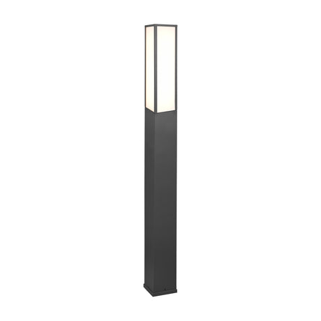 Fuerte LED bar outdoor lamp post in anthracite, tall slim square aluminium column with a frosted glass head, shown against a plain white background.