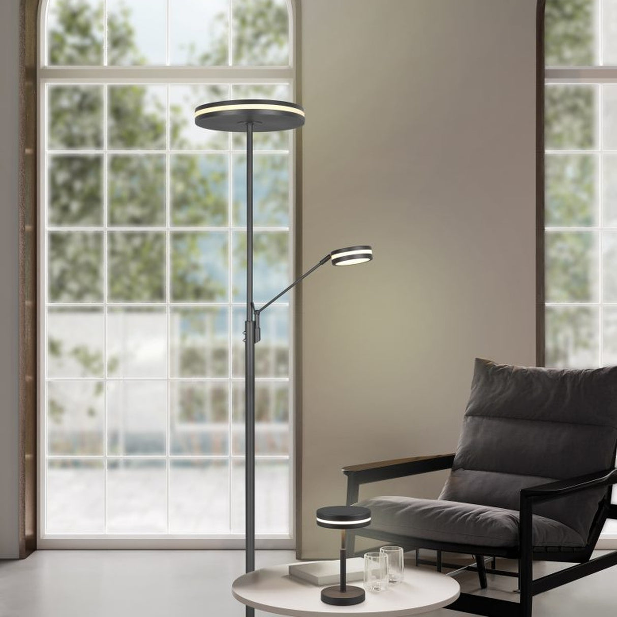 Franklin 2 Light LED Floor Lamp – Anthracite