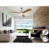 Anemos CCT Dimmable LED Wood Ceiling Fan Light - Nickel/Brown