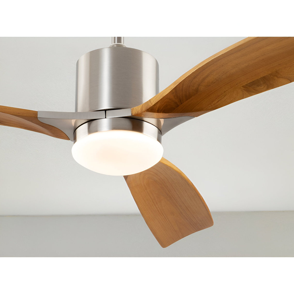 Anemos CCT Dimmable LED Wood Ceiling Fan Light - Nickel/Brown