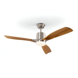 Anemos CCT Dimmable LED Wood Ceiling Fan Light - Nickel/Brown