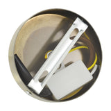 Interior view of the LYYT ES pendant set ceiling rose showing the steel bracket, terminal block, and braided cord connections in antique brass housing.