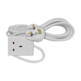 Mercury 1 gang extension lead with white PVC 3m cable, UK 13A rewireable 3-pin plug and single socket, shown on a plain white background.
