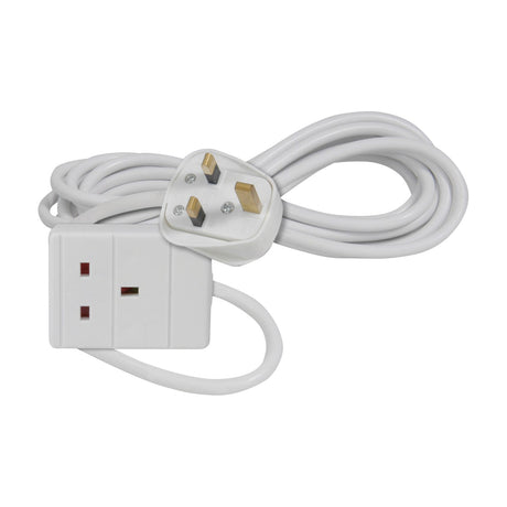 Mercury 1 gang extension lead with white PVC 3m cable, UK 13A rewireable 3-pin plug and single socket, shown on a plain white background.