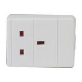 AVSL Mercury 1 gang extension lead socket end in white PVC with single 13A UK three-pin outlet, shown on a plain white background.