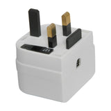 Mercury BCA Euro to UK converter plug in white with three-pin BS1363 prongs and 3A fuse, shown against a plain white background.