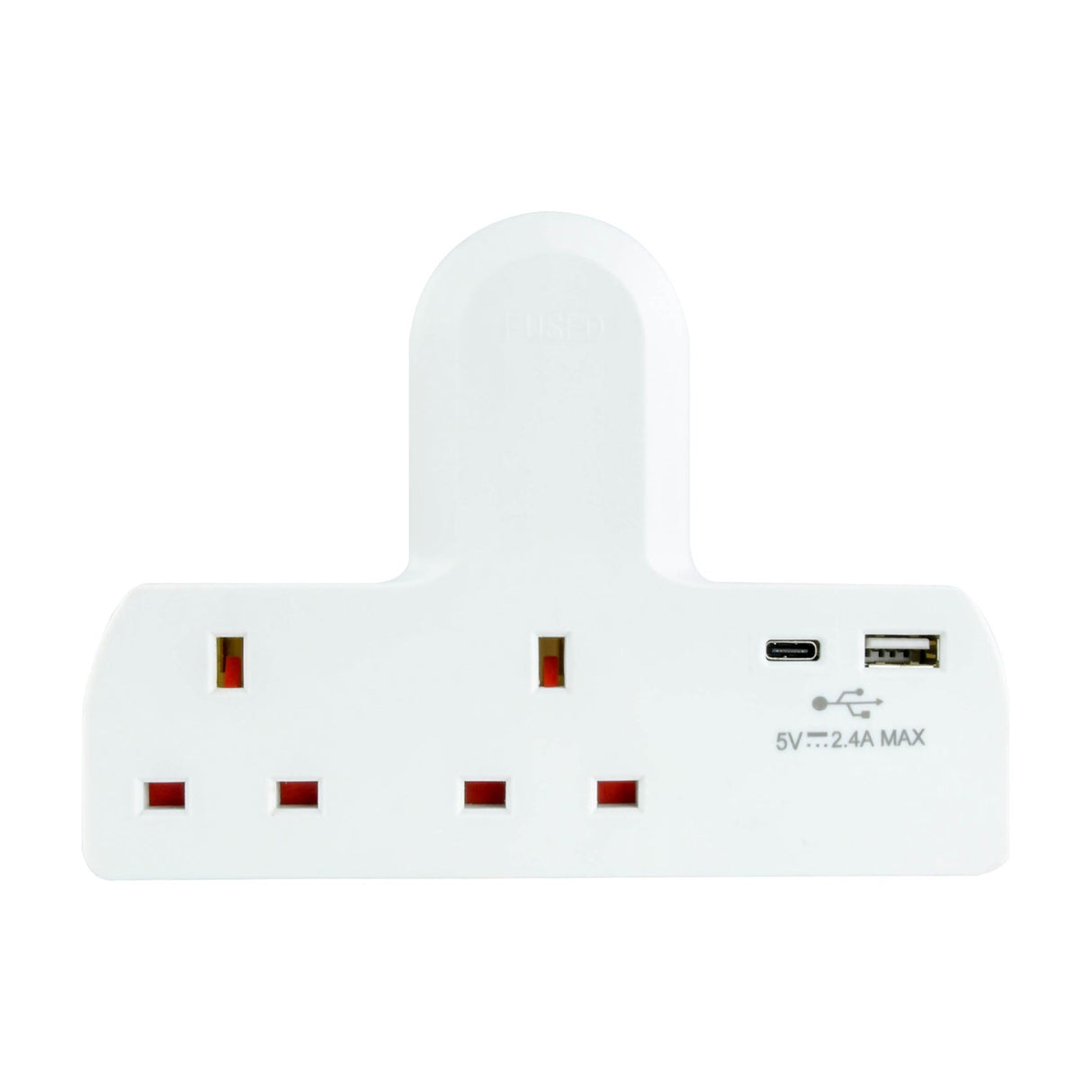 AV:Link T-Shape 2 Way Mains Adaptor with USB-A & USB-C