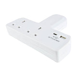 AV:Link T-Shape 2 Way Mains Adaptor with USB-A & USB-C