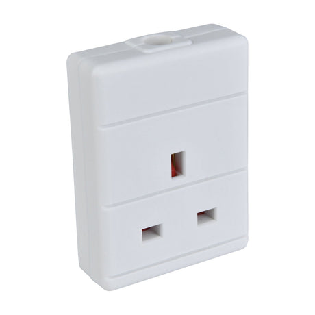 Mercury single 13A trailing extension socket in white polycarbonate with integrated cord grip at the top, shown against a plain white background.