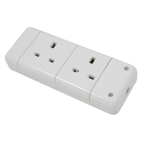 The Mercury 2 Gang 13A Trailing Socket - White offers two three-pin sockets in a durable white casing, making it an ideal power extension for your electrical needs.