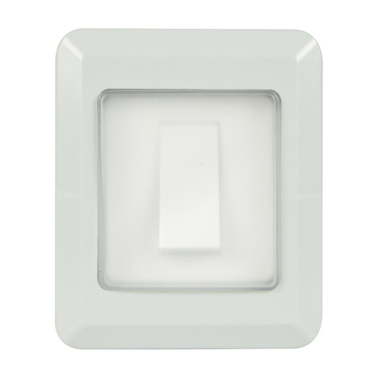 Mercury IP55 1 gang 2 way white weatherproof outdoor switch with transparent PVC rocker cover, shown on a plain white background.