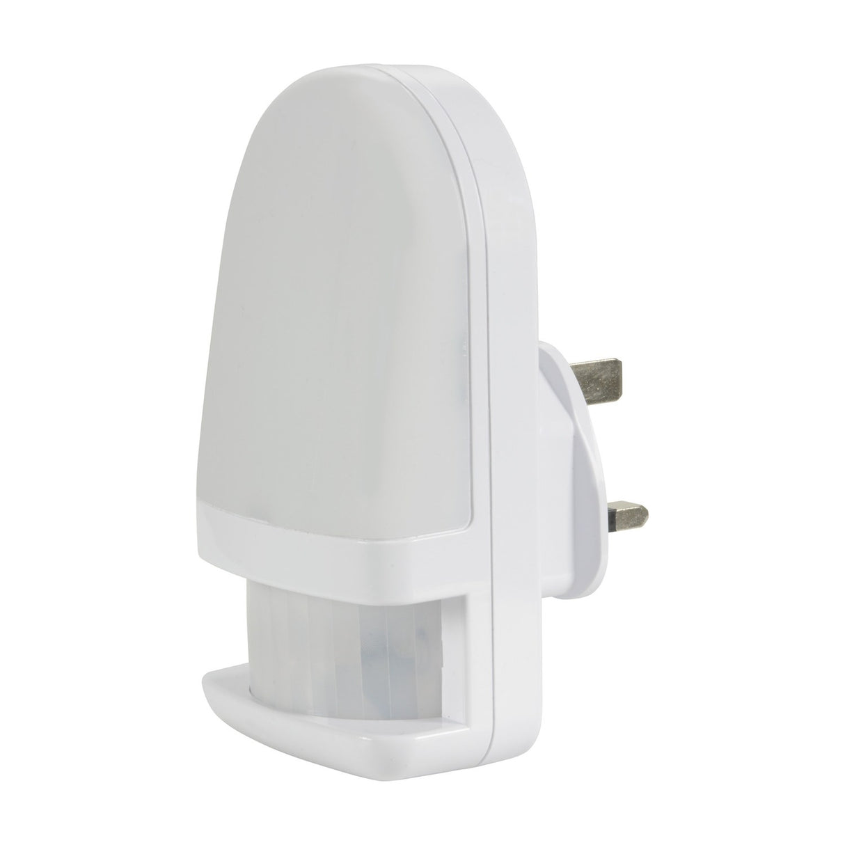 LYYT LED Night Light with PIR motion sensor in white moulded plastic, side view showing UK 3-pin plug and front-facing sensor lens, on a white background.