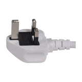 Close-up of the white moulded UK 3-pin plug on the AVSL Mercury 4 Gang Extension Lead, shown against a plain white background.