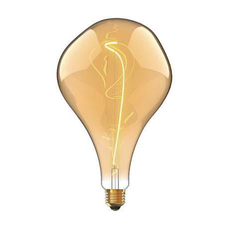 Classic E27 4W dimmable light bulb with an oversized rounded amber glass body and visible curved filament, E27 brass fitting, shown on a plain white background.