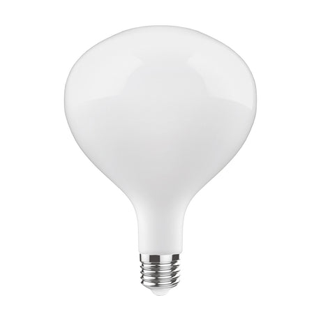 Classic E27 4W dimmable LED bulb in opal white glass with a large rounded globe shape and chrome-tone metal screw cap, shown on a plain white background.