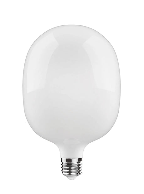 Classic E27 4W dimmable Type M light bulb in opal white glass with chrome-tone screw cap, oversized rounded shape, 17cm, 2700K warm white, shown on a plain white background.