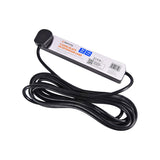 Mercury 4 gang black extension lead with 13A UK plug and 5m coiled PVC cable, shown on a plain white background.
