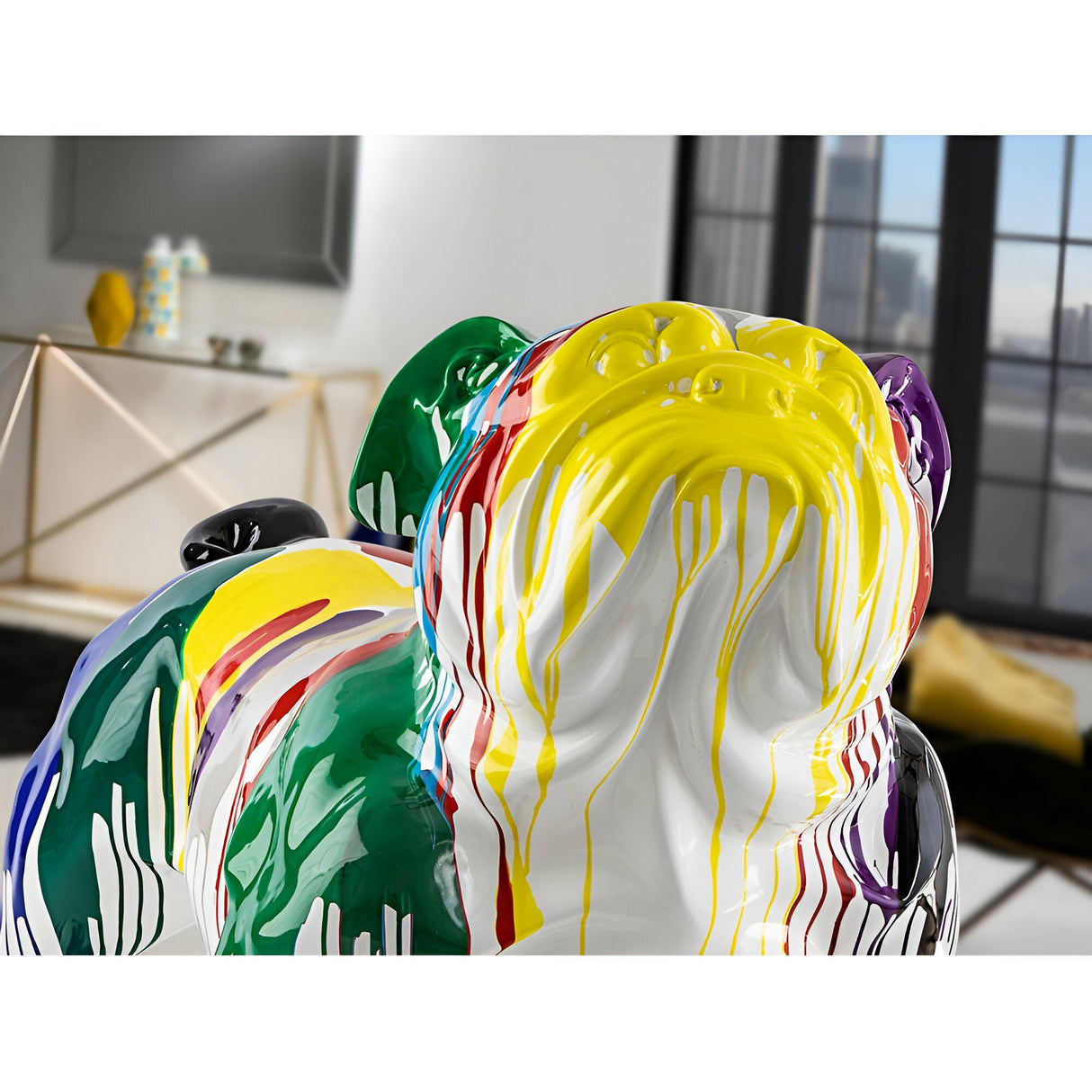 Hugo Multicolour Gloss Stream Bulldog Outdoor Sculpture - 94cm