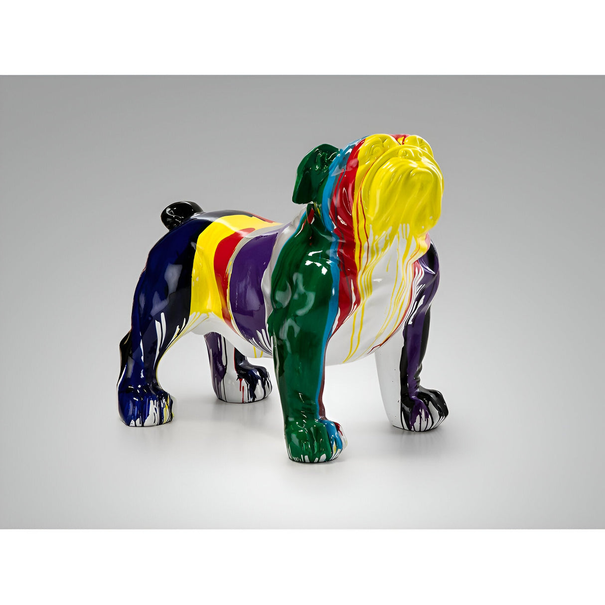 Hugo Multicolour Gloss Stream Bulldog Outdoor Sculpture - 94cm