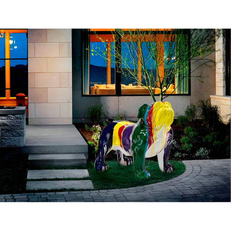 Hugo Multicolour Gloss Stream Bulldog Outdoor Sculpture - 94cm