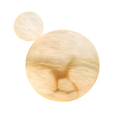 Two smooth, creamy beige marble spheres—one large, one small—sit closely together on a white background, showcasing natural marbling patterns reminiscent of the elegant Alystri 2 Light Globe Alabaster Floor Lamp in soft white.