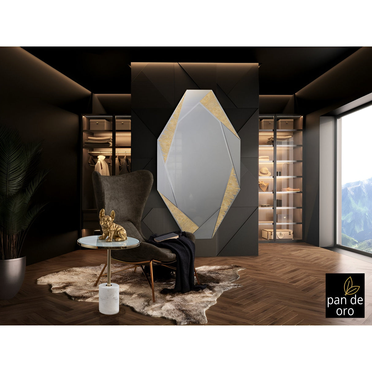Laverna Asymmetrical Wall Mirror Gold - 180x100cm