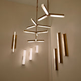 Elvaris LED Small Vertical Alabaster Wall Light - Brushed Brass