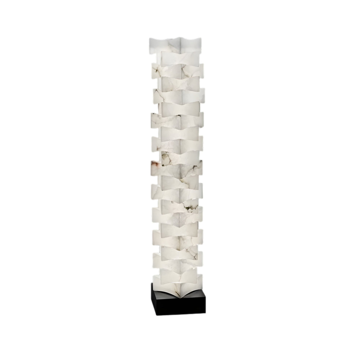 Hexaryn LED Interlocking Alabaster Floor Lamp – Matte Black & Soft White