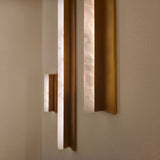 Elvaris LED Small Vertical Alabaster Wall Light - Brushed Brass