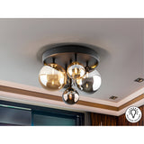 Dark 5 Light Glass Semi-Flush - Black/Brass