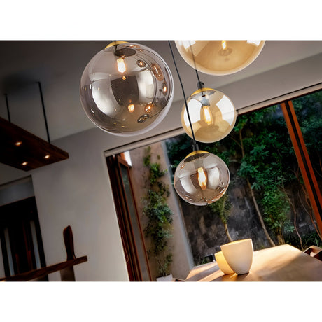 Dark 5 Light Glass Cluster Pendant - Amber