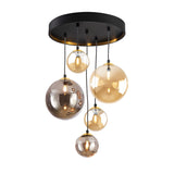 Dark 5 Light Glass Cluster Pendant - Amber