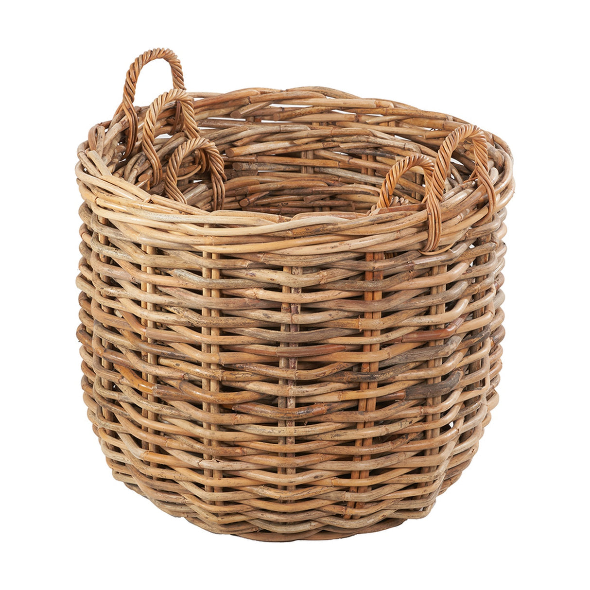 Tobs Set of 3 Chunky Rattan Round Logs Baskets - 77cm