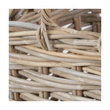 Close-up of the Tobs Kubu Umbrella Basket showing woven grey rattan strands with visible looped handle detail and natural texture.