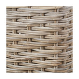 Close-up of the Tobs Kubu Umbrella Basket's woven rattan texture in grey, showing the tightly interlaced natural weave pattern.